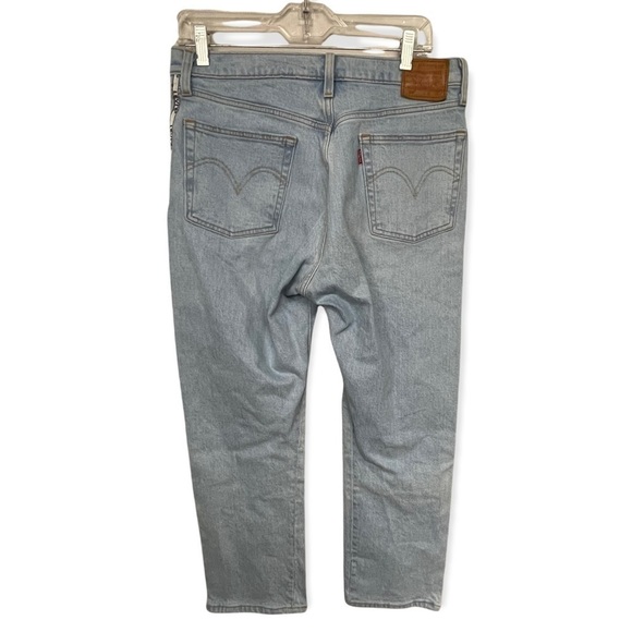 𝅺levi's 501 Light Wash Logo Tape Button Fly High Rise Crop Jeans, 30x26 - Picture 3 of 11